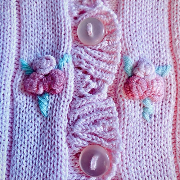 Halston Luxury Knit Button-Up Cardigan with Rosettes - Picture 5 of 6